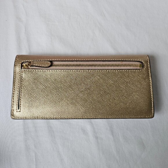 Michael Kors Pale Gold Stud Leather Flat Continental Wallet - Picture 3 of 5
